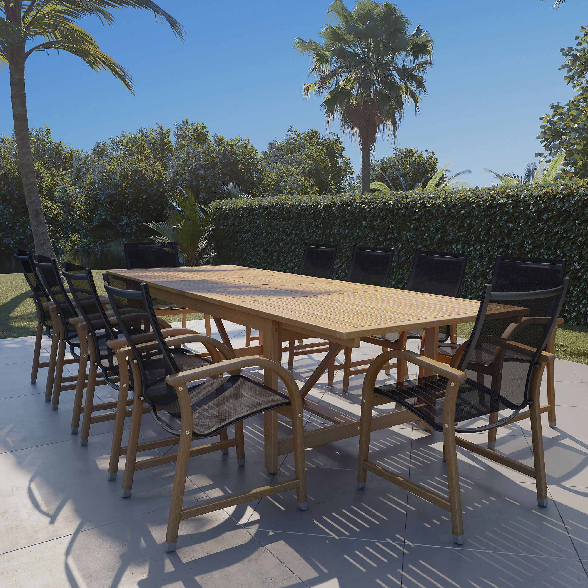 Amazonia 13-Pc. Outdoor Patio Dining Set - Black