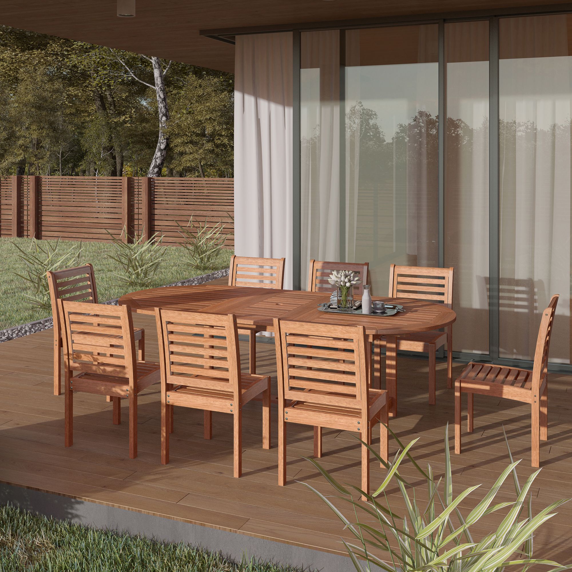 Amazonia 9-Pc. Outdoor Patio Dining Set - Brown