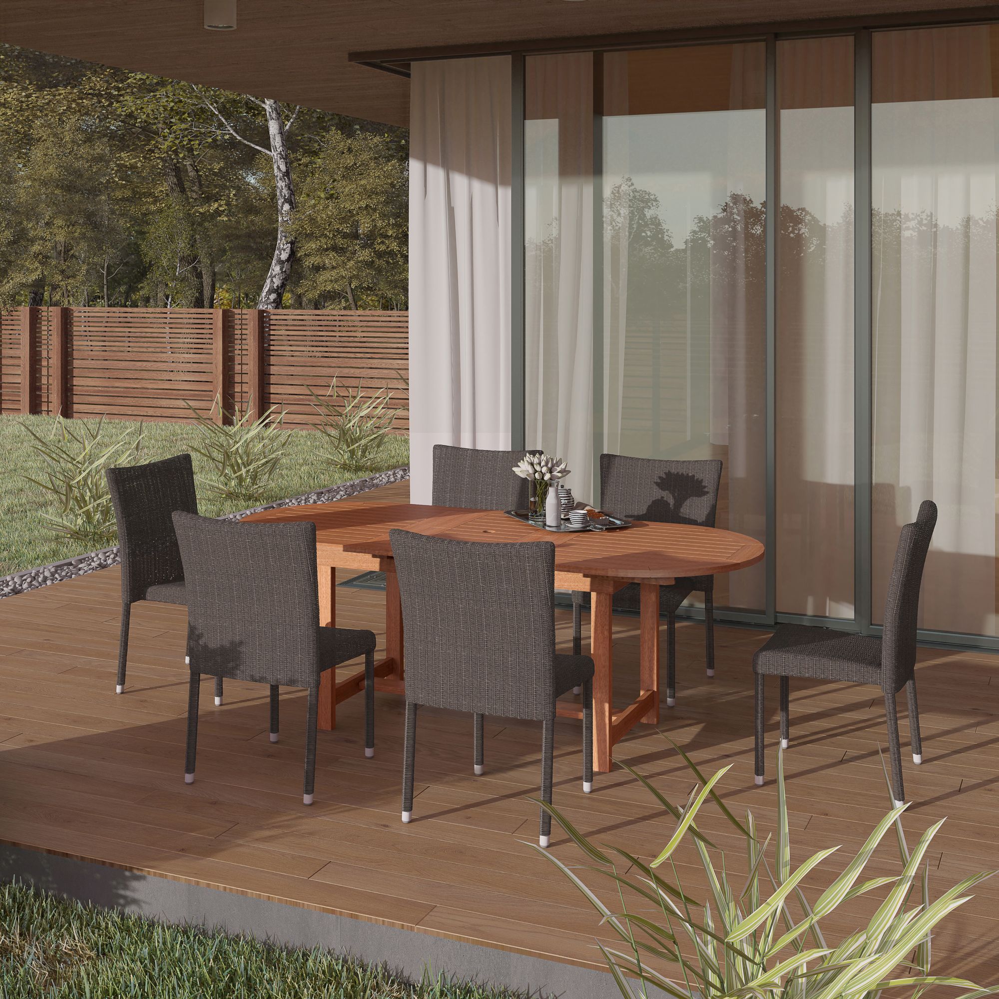 Amazonia 7-Pc. Outdoor Patio Dining Set - Brown