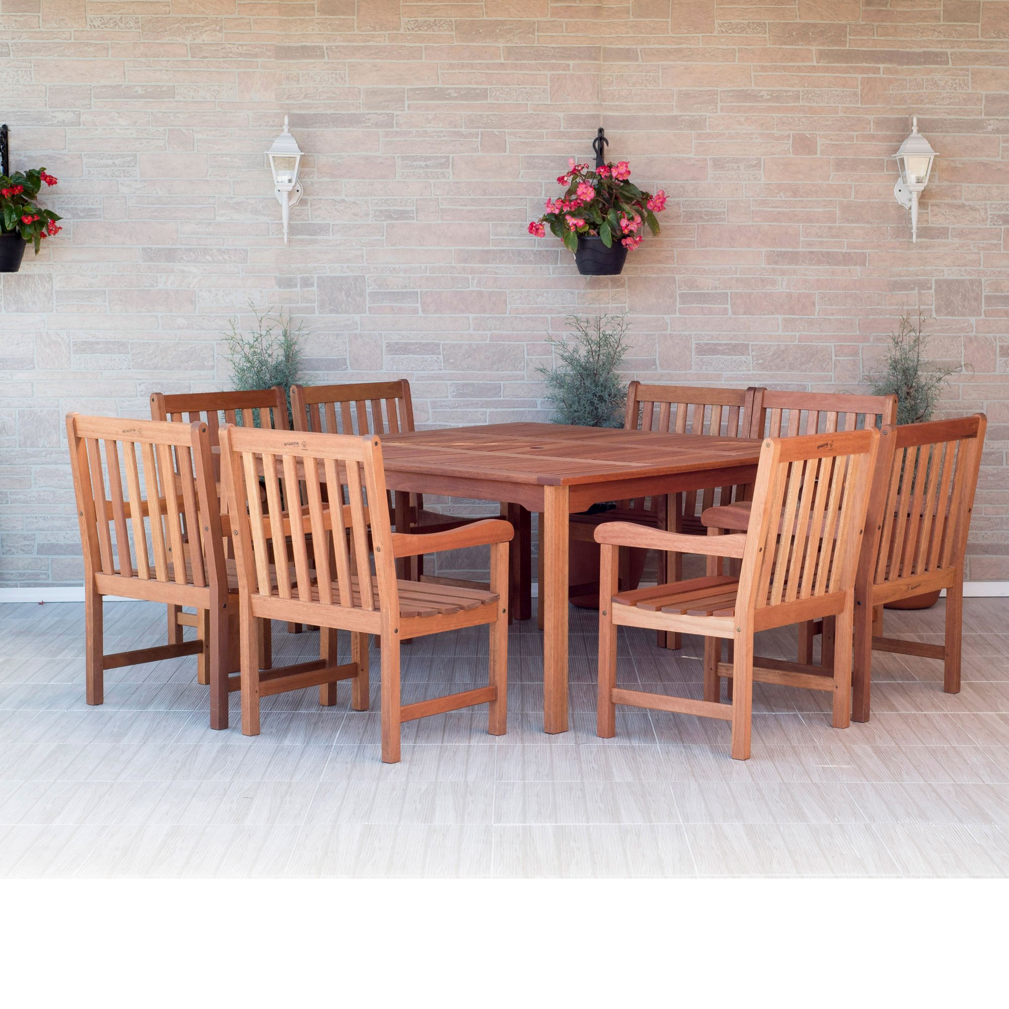 Amazonia 9-Pc. Outdoor Patio Dining Set - Brown