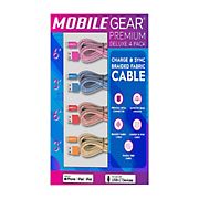 Mobile Gear Deluxe Premium Charge and Sync Cables, 4 pk.