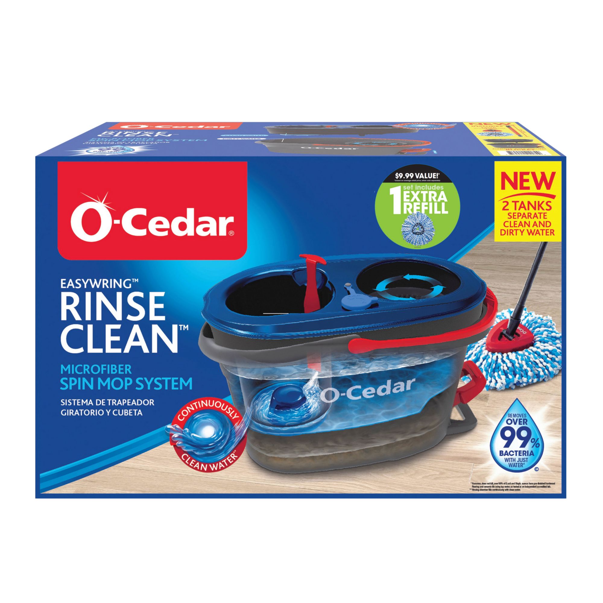 O-Cedar EasyWring RinseClean Spin Mop & Bucket System +1 Refill
