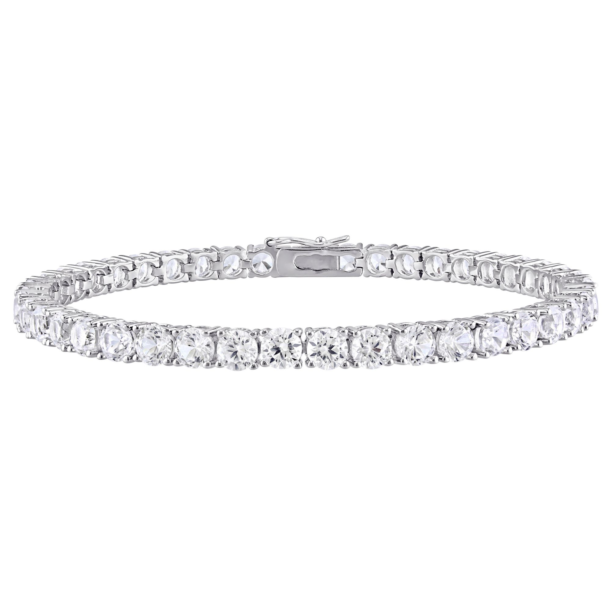 14.25 ct. t.g.w. Created White Sapphire Tennis Bracelet in Sterling Silver
