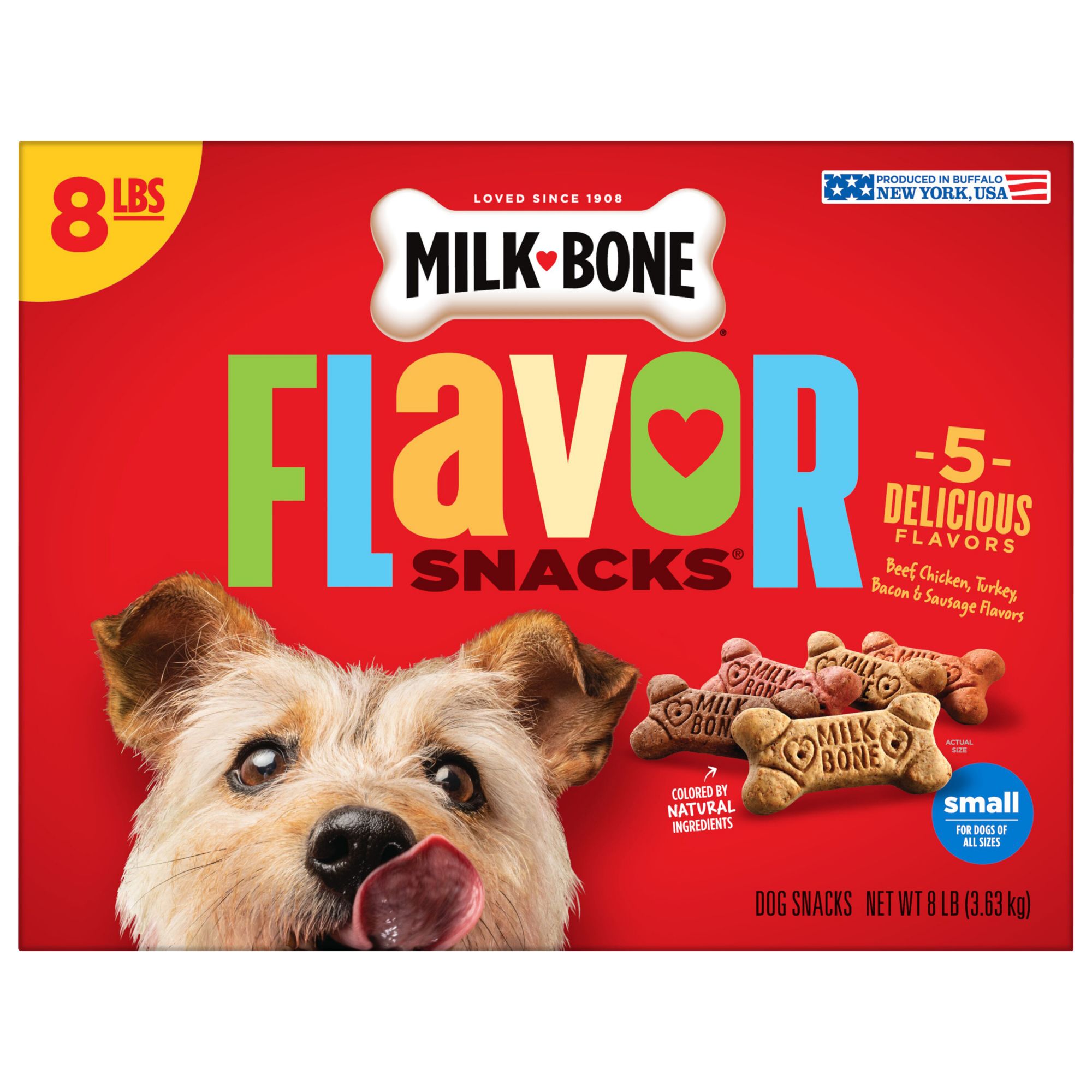 Milk-Bone Flavor Snacks Small Dog Biscuits, Flavored Crunchy Dog Treats, 8 lb.