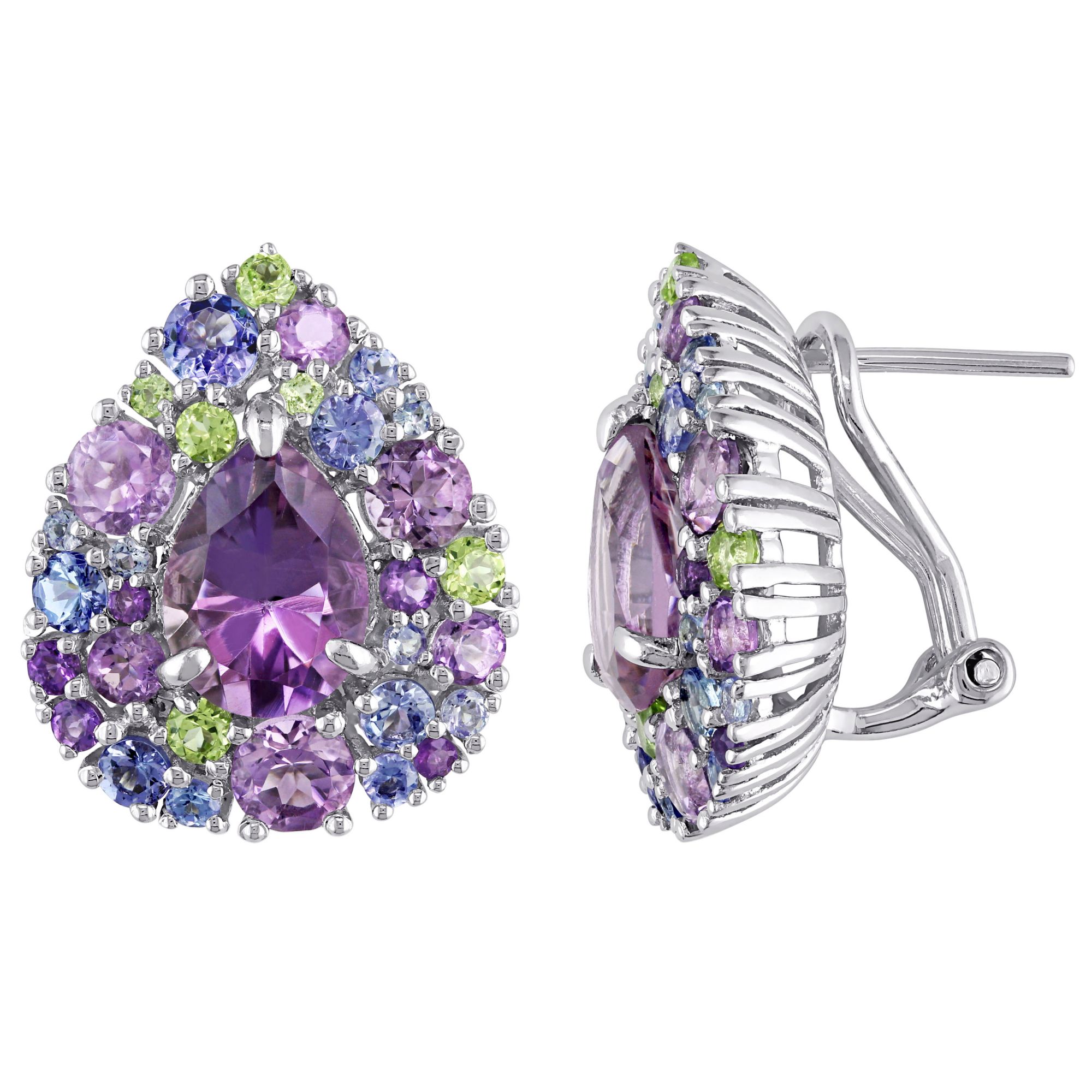 8.5 ct. t.g.w. Multi Gemstone Pear Cluster Earrings in Sterling Silver