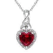 2.8 ct. t.g.w. Created Ruby and Diamond Accent Heart Infinity Necklace in Sterling Silver