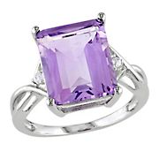 5.87 ct. t.g.w. Amethyst and White Topaz Ring in Sterling Silver, Size 9