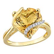 6.5 ct. t.g.w. Citrine and Diamond Accent Heart Wrapped Ring in Yellow Plated Sterling Silver, Size 6