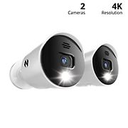 Night Owl CAM-2PK-DP8LSA 4K Ultra HD Wired Spotlight Cameras with Night Vision, Preset Voice Alerts and Built-In Camera Siren,