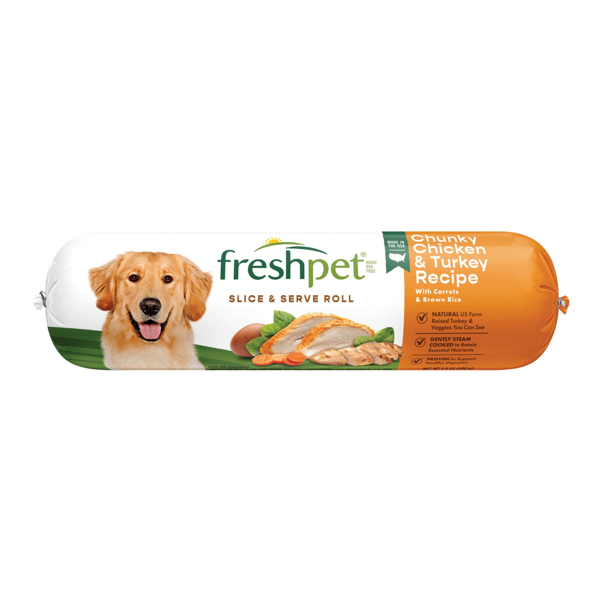 Freshpet Select Chunky Chicken and Turkey with Vegetables and Brown Rice Dog Food, 1.5 lbs.
