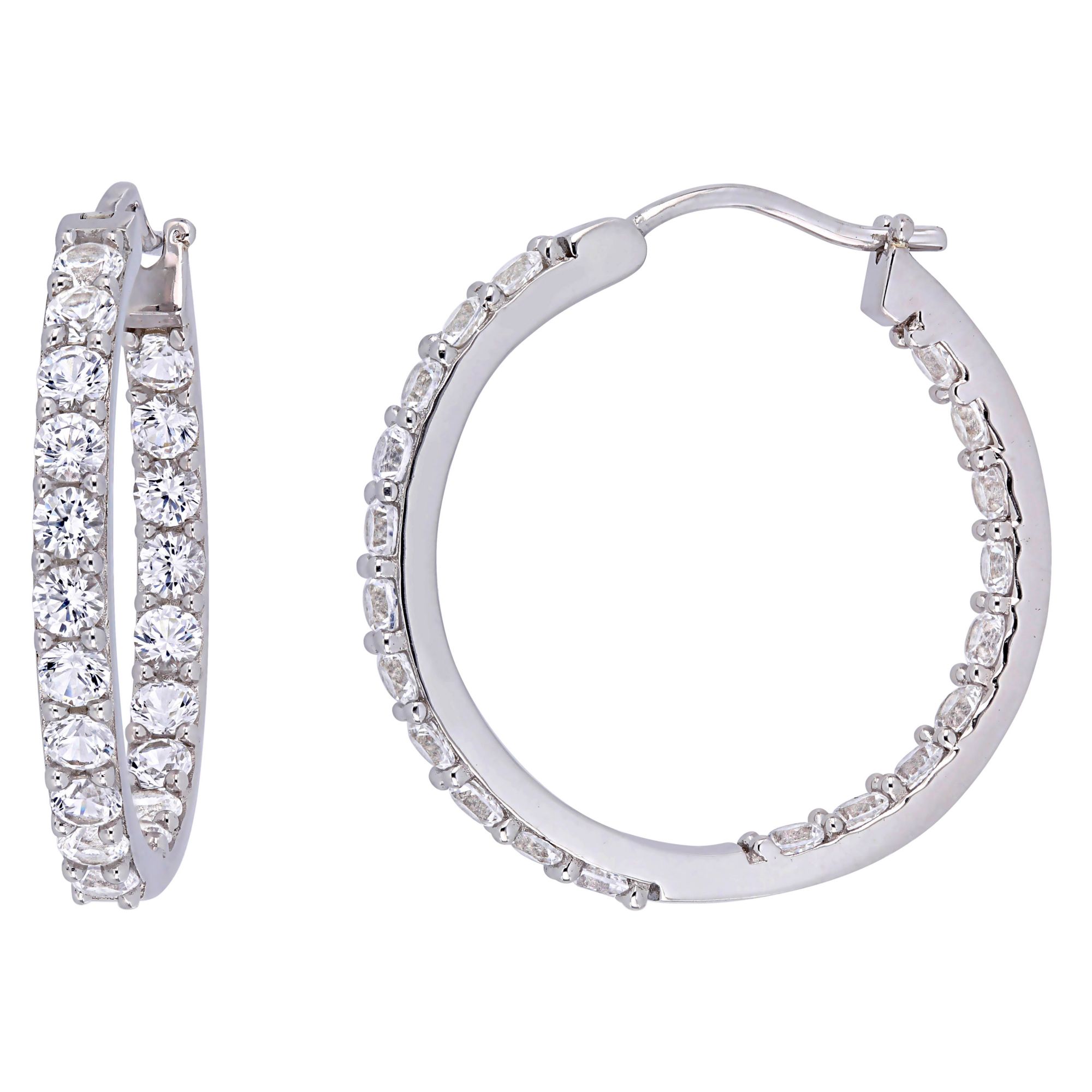 3.5 ct. t.g.w. Created White Sapphire Inside Outside Hoop Earrings in Sterling Silver