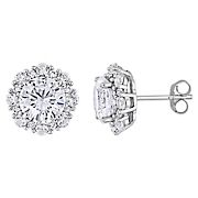 6.1 ct. t.g.w. Created White Sapphire Halo Earrings in 10k White Gold