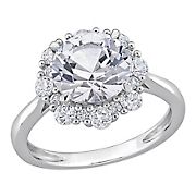 4.33 ct. t.g.w. Created White Sapphire Halo Engagement Ring in 10k White Gold - 6