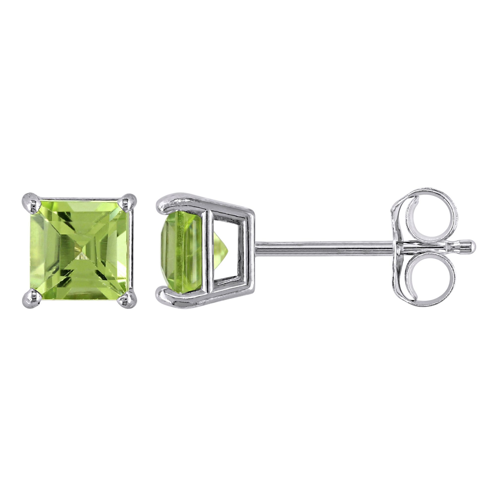 0.62 ct. t.g.w. Peridot Stud Earrings in 14k White Gold