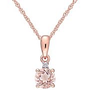 0.5 ct. t.g.w. Morganite and Diamond Accent Necklace in 10k Rose Gold