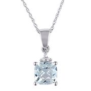 0.8 ct. t.g.w. Aquamarine and Diamond Accent Necklace in 10k White Gold