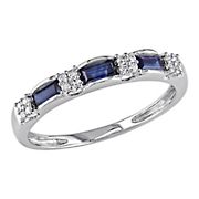 0.5 ct. t.g.w. Sapphire and Diamond Accent Eternity Ring in 10k White Gold, Size 11