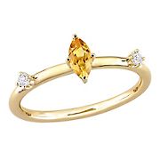 0.33 ct. t.g.w. Citrine and White Topaz Marquise Stackable Ring in 10k Yellow Gold, Size 5