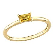 0.33 ct. t.g.w. Yellow Sapphire Emerald-cut Solitaire Stackable Ring in 10k Yellow Gold, Size 8