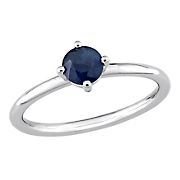 0.63 ct. t.g.w. Sapphire Solitaire Stackable Ring in 10k White Gold, Size 9