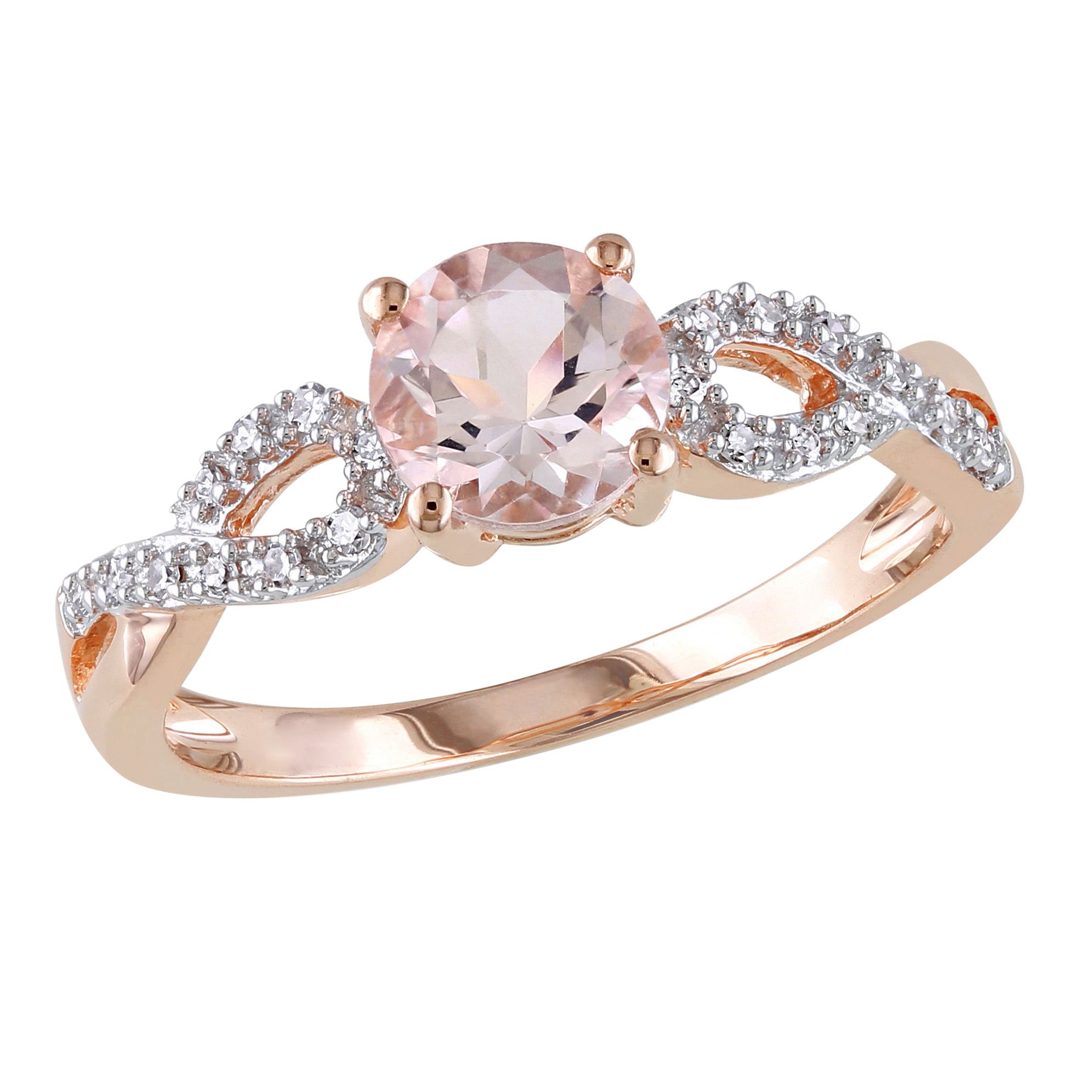 0.8 ct. t.g.w. Morganite and 0.1 ct. t.w. Diamond Infinity Engagement Ring in 10k Rose Gold, Size 4