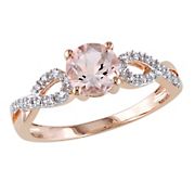 0.8 ct. t.g.w. Morganite and 0.1 ct. t.w. Diamond Infinity Engagement Ring in 10k Rose Gold, Size 4