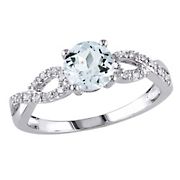 0.75 ct. t.g.w. Aquamarine and 0.1 ct. t.w. Diamond Infinity Engagement Ring in 10k White Gold, Size 10