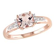 1 ct. t.g.w. Morganite and Diamond Accent Ring in 10k Rose Gold, Size 4