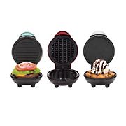 Mini Maker 3 Pk. Grill, Griddle, and Waffle Maker  - Red, White, Aqua