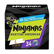 Ninjamas Nighttime Bedwetting Underwear - Boy, Size L, 34 ct.