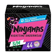 Ninjamas Nighttime Bedwetting Underwear - Girl, Size S/M, 44 ct.