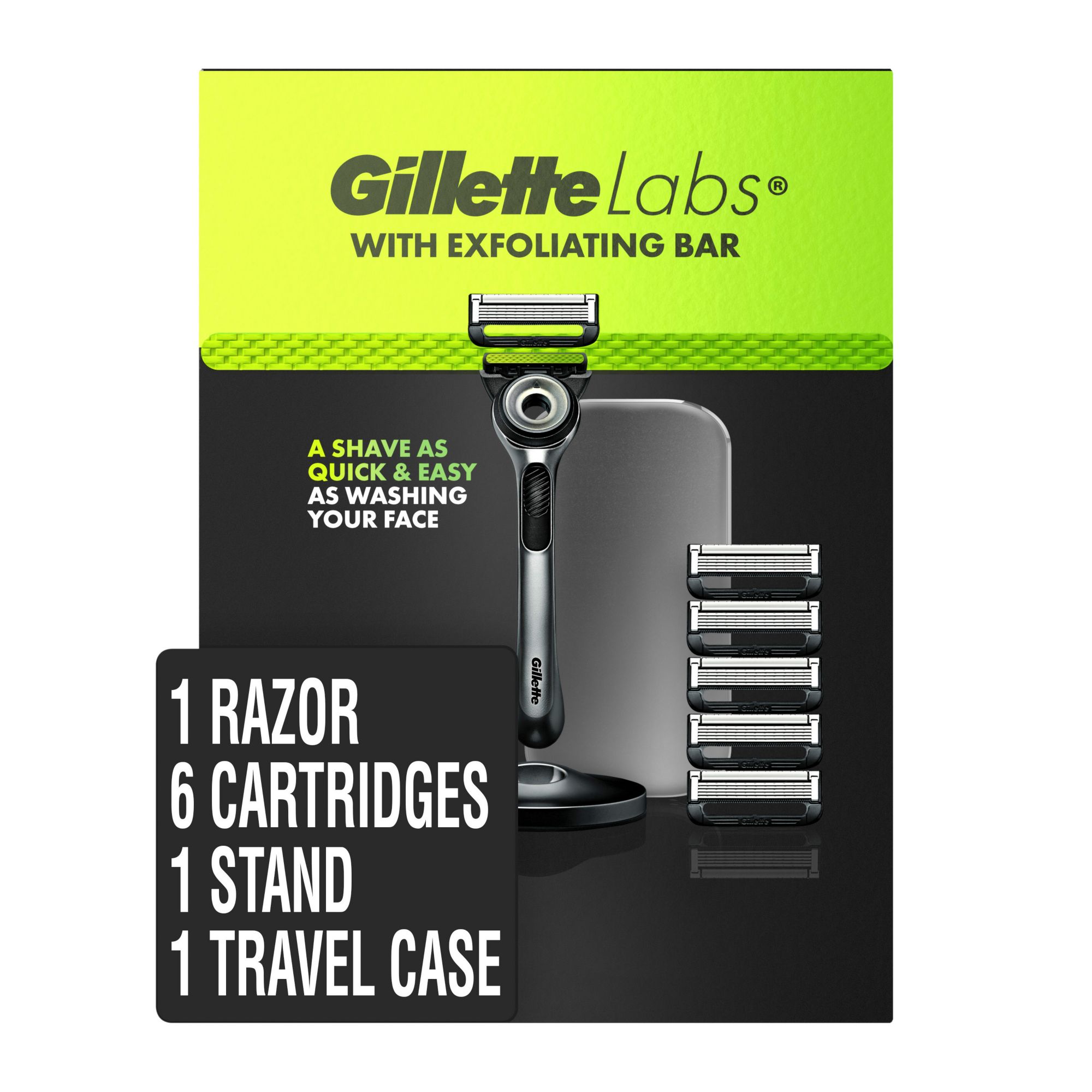 GilletteLabs with Exfoliating Bar Razor and Travel Case for Storage on the Go