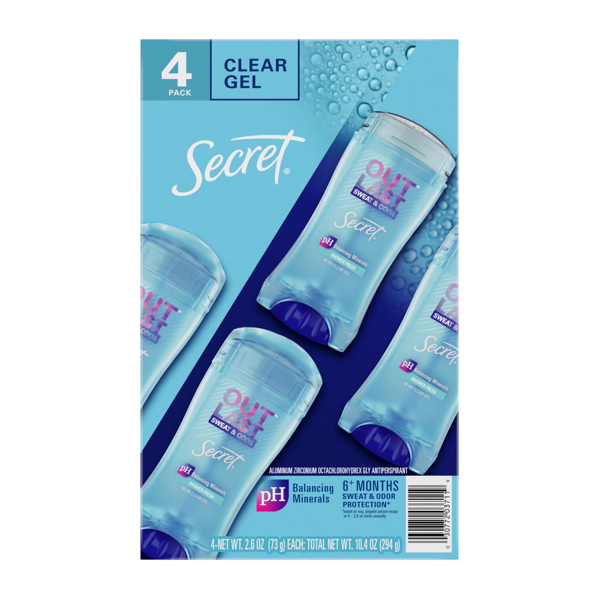 Secret Outlast Antiperspirant & Deodorant Clear Gel, Sport Fresh 2.6 oz  (Pack of 3)