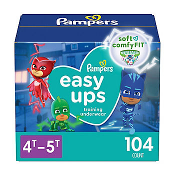 ONE Month Supply 4T-5T Size 6 104 Count Pampers Easy Ups Training Pants Pull On Disposable Diapers for Boys 