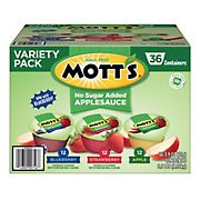 Mott's No Sugar Added Applesauce Variety Pack Cups, 36 pk./3.9 oz.