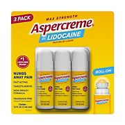 Aspercreme with 4% Lidocaine Roll-On Pain Relief Liquid, 3 ct./2.5 oz.