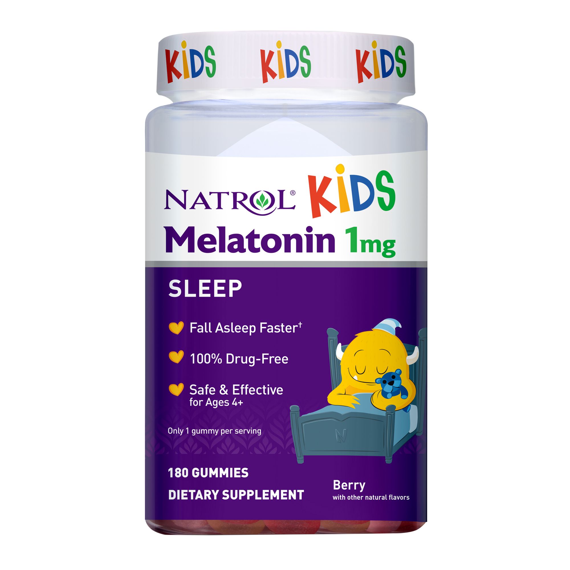 Natrol Kids Melatonin Sleep Aid Gummies, 180 ct./1 mg - Berry Flavored