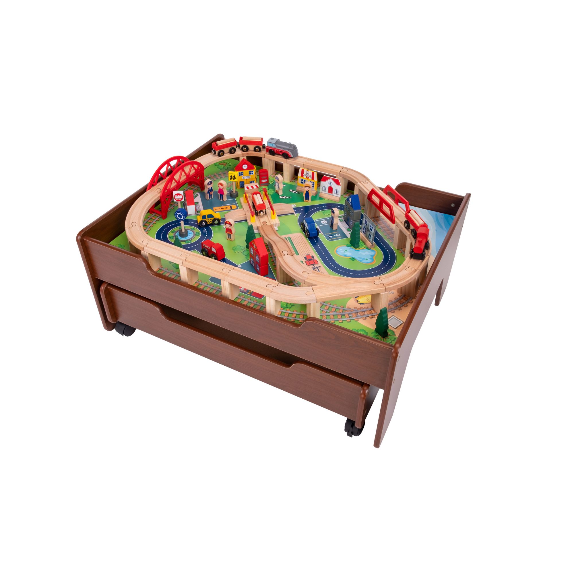Wooden Toy Train Track Set 37 Piece Puzzles Kids Educational