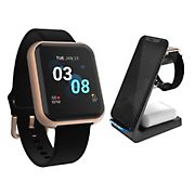 iTouch Air 3 Smartwatch with 3-in-1 Wireless Charging Station, 35mm - Rosegold Case with Black Strap