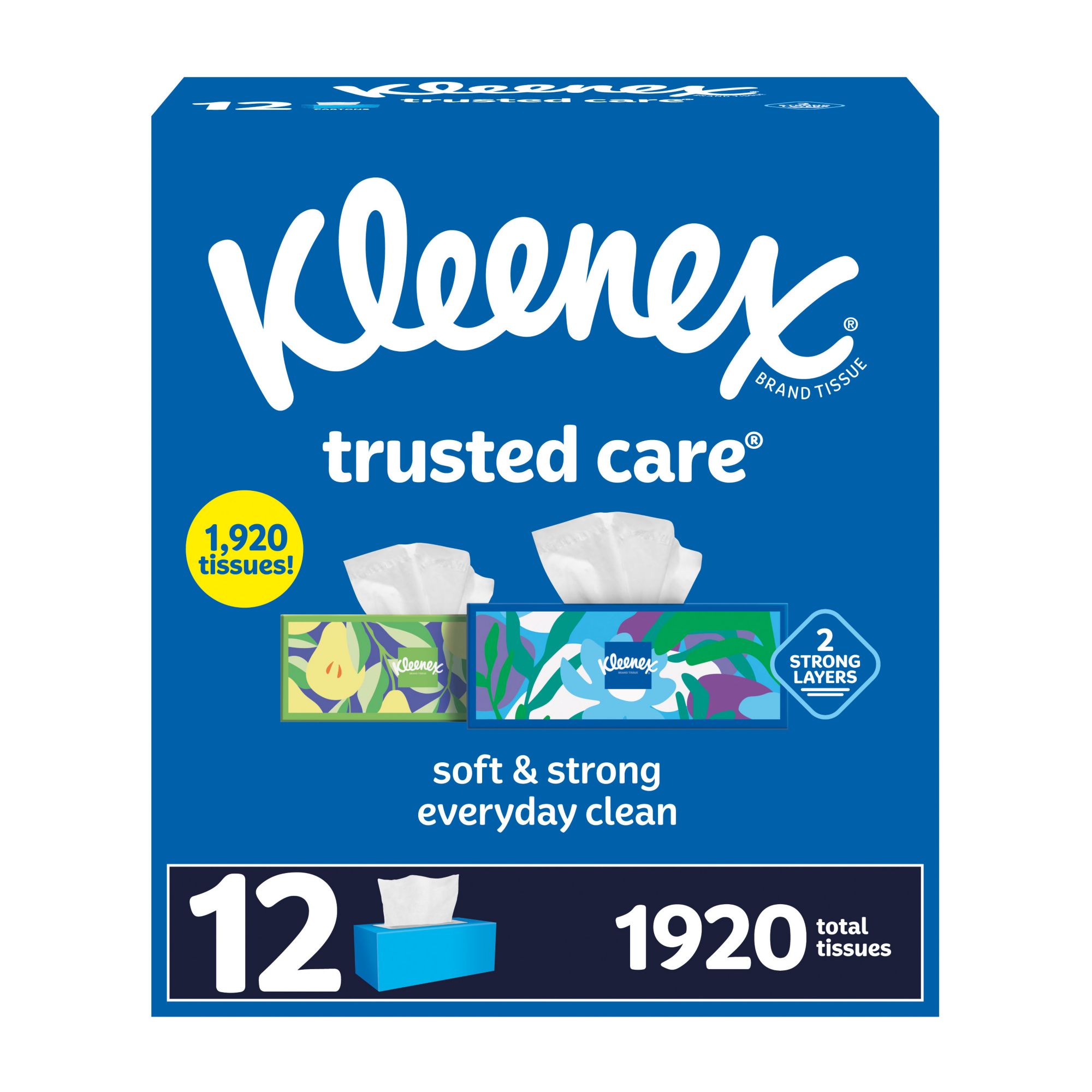 Kleenex Trusted Care 2-Ply Facial Tissues, 12 pk./160 Tissues per Box