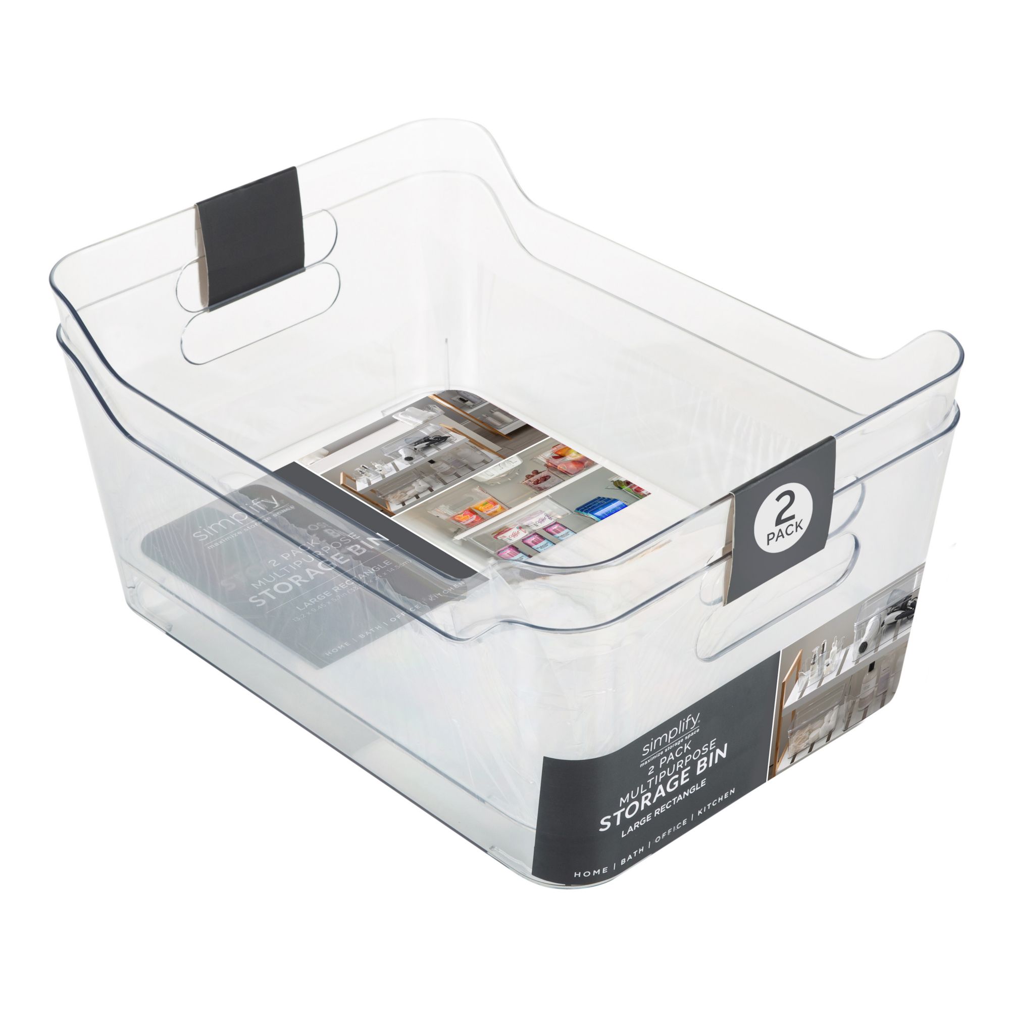 Simplify Large Clear Storage Bins, 2 Pk.