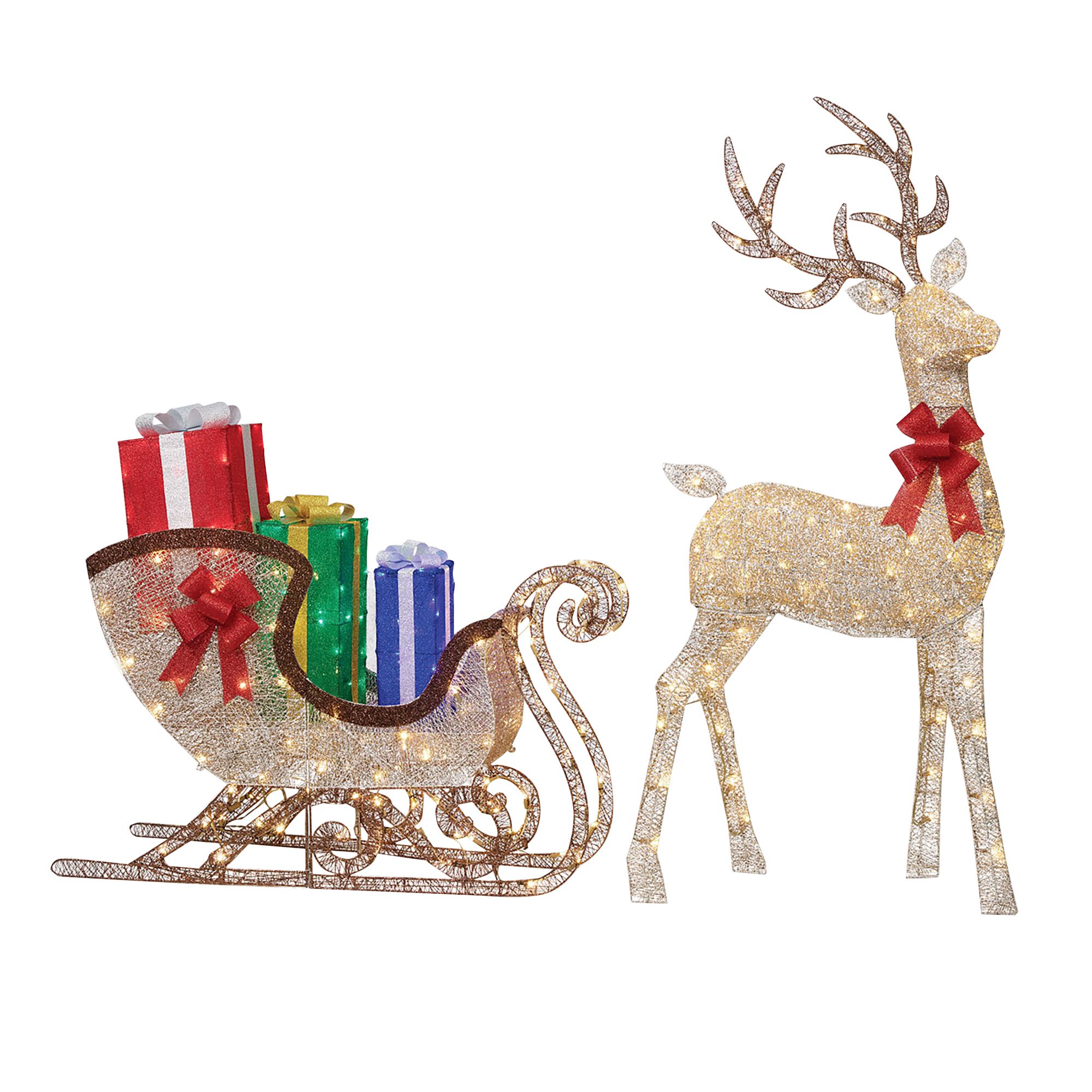 Sleigh with 8 Reindeer at Night Stocking Topper –