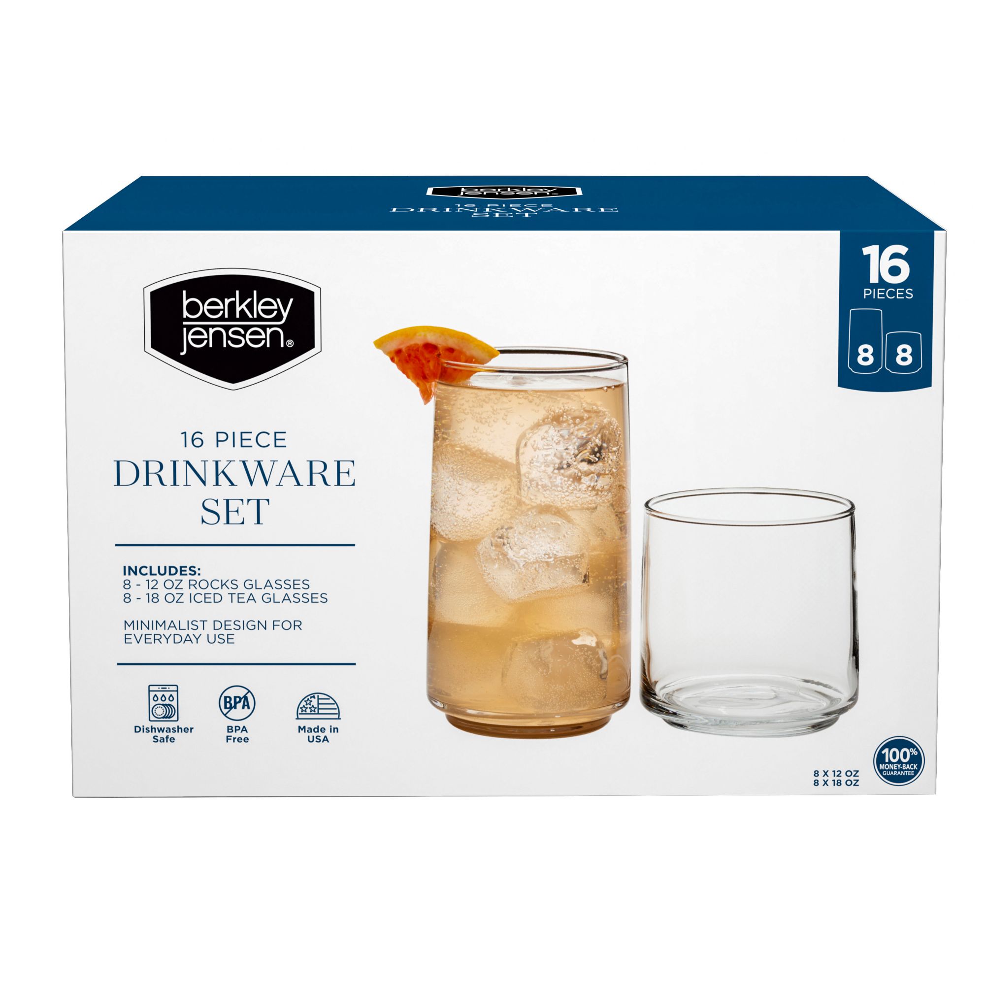 Berkley Jensen Glass Drinkware Set - 16 ct