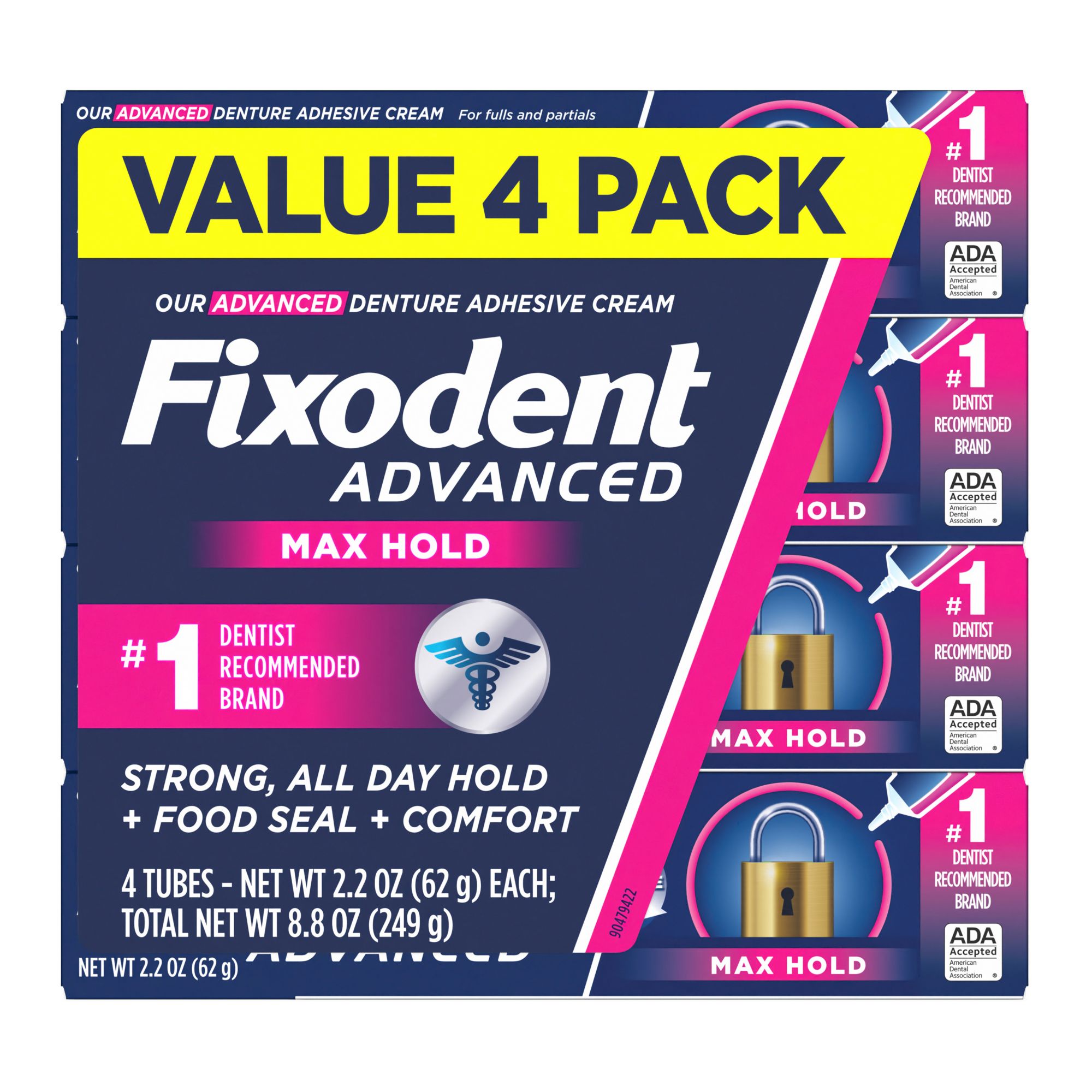 Fixodent Advanced Max Hold Denture Adhesive (2.2 oz., 4 pk.) - Sam's Club