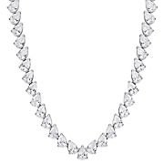 39.5 ct. t.g.w Created White Sapphire Teardrop Tennis Necklace in Sterling Silver