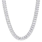 73.5 ct. t.g.w Created White Sapphire Baguette-cut Tennis Necklace in Sterling Silver