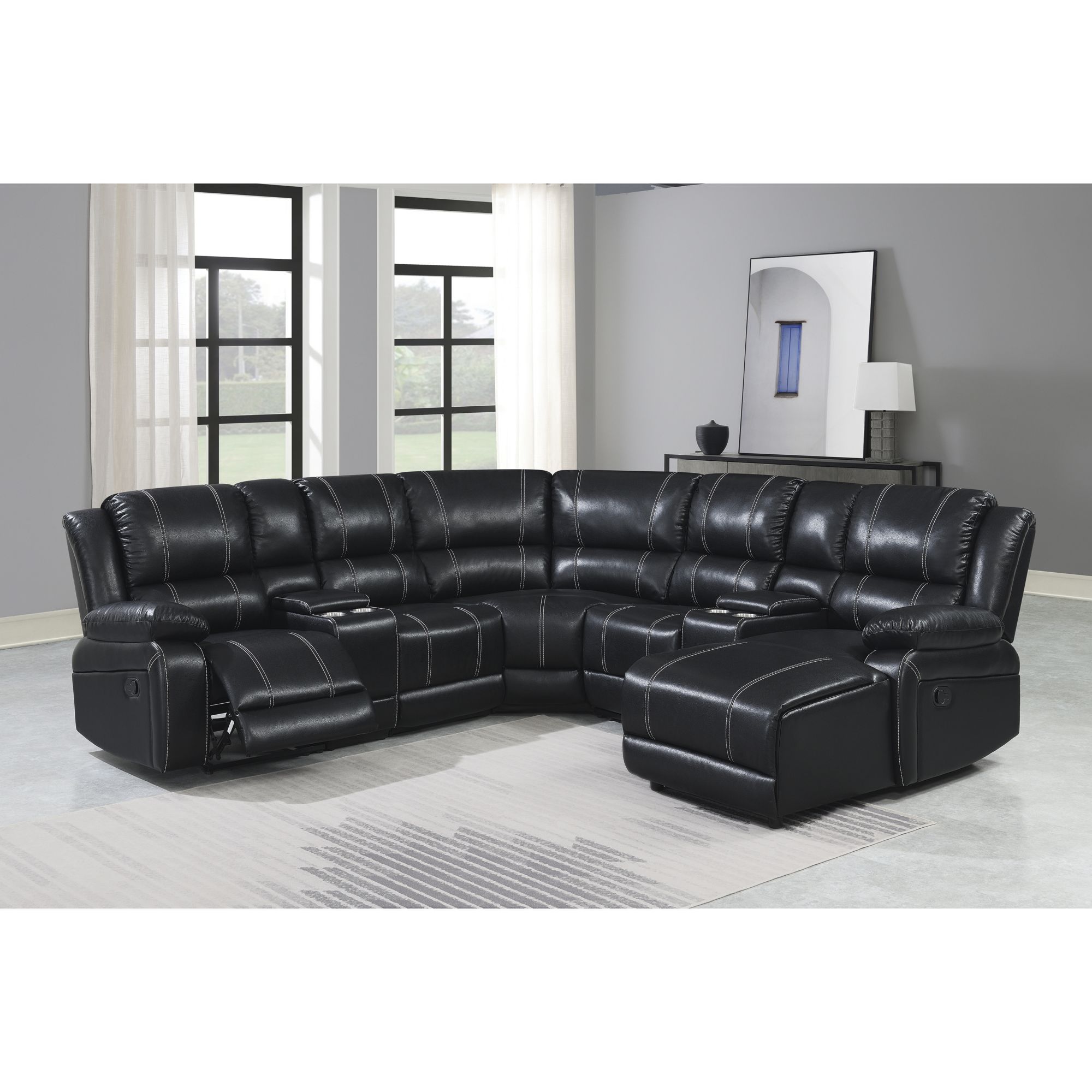 Global Furniture Cunningham Sectional Sofa - Black