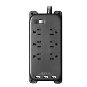 Smartpoint 6-Outlet Power Strip with 3 USB Ports - Black