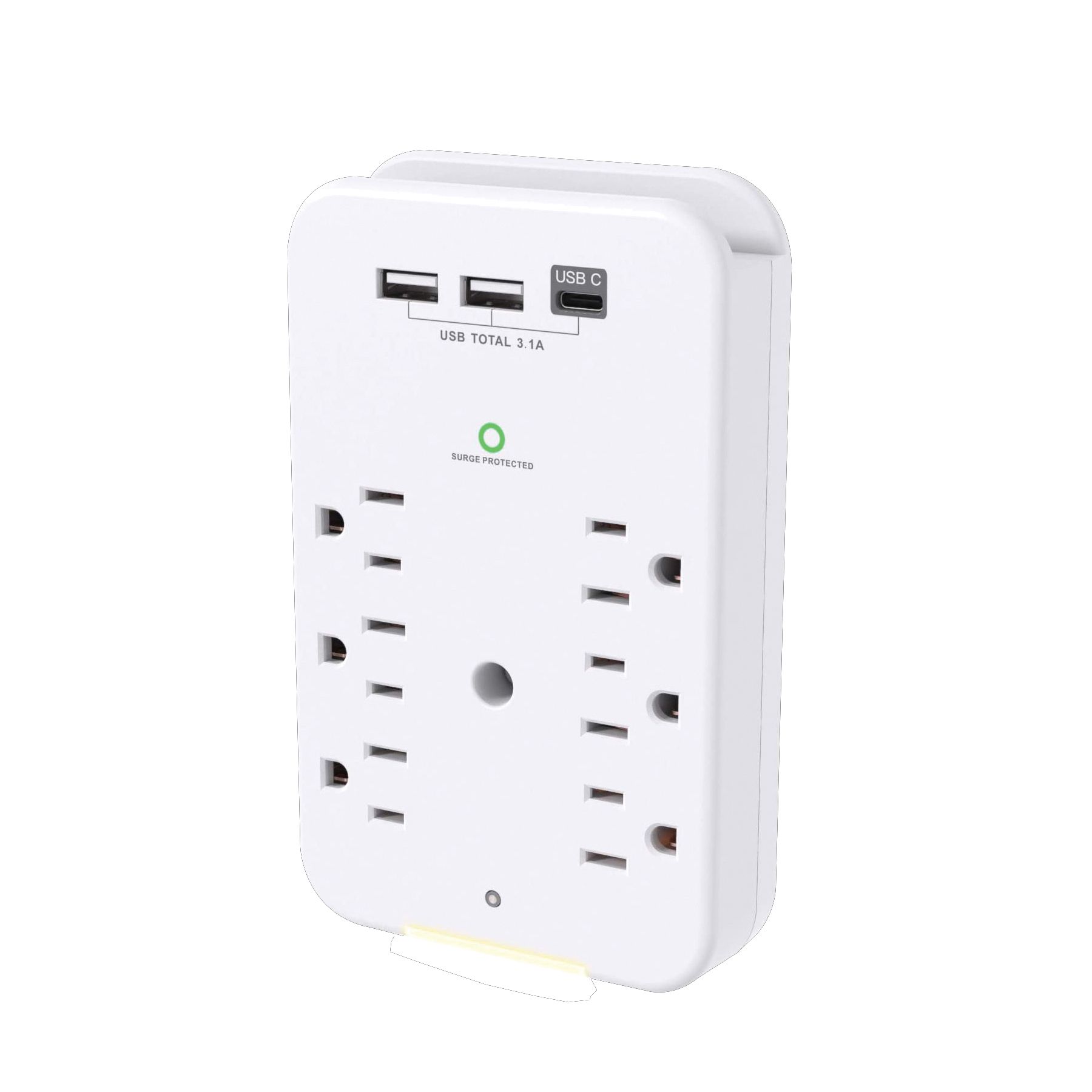 Smartpoint 6-Outlet Power Strip with 3 USB Ports - White