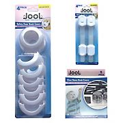 Jool Baby Products, Safety Bundle: Child Safety Strap Locks 4 pk. + Door Knob Covers 4 pk. + Stove Knob Covers 5 pk.